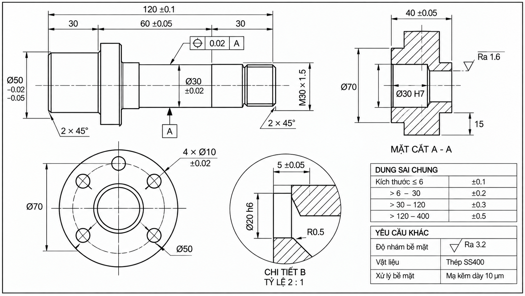Nơi chốt dung sai kích thước trên bản vẽ gia công một cách tối ưu